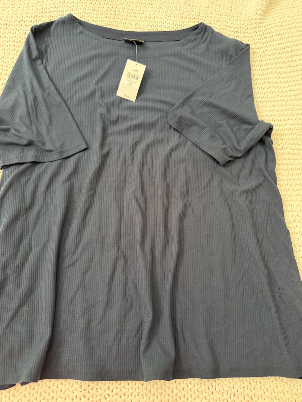 J. Jill Ribbed Short-Sleeve Tee in Blue NWT